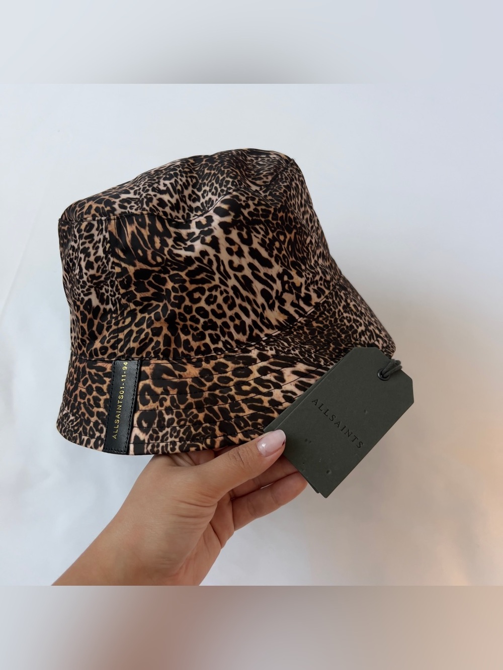 All Saints Leopard-Print Bucket Hat in Brown and Black